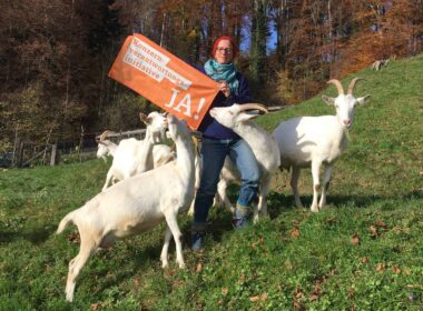 Mit einer Fotoaktion will die Vereinigung der Kleinbauern und Kleinbäuerinnen darauf aufmerksam machen, dass die Konzernverantwortungsinitiative durchaus auch bei den Schweizer Landwirt:innen Unterstützer:innen hat (cc Kleinbauern-Vereinigung)